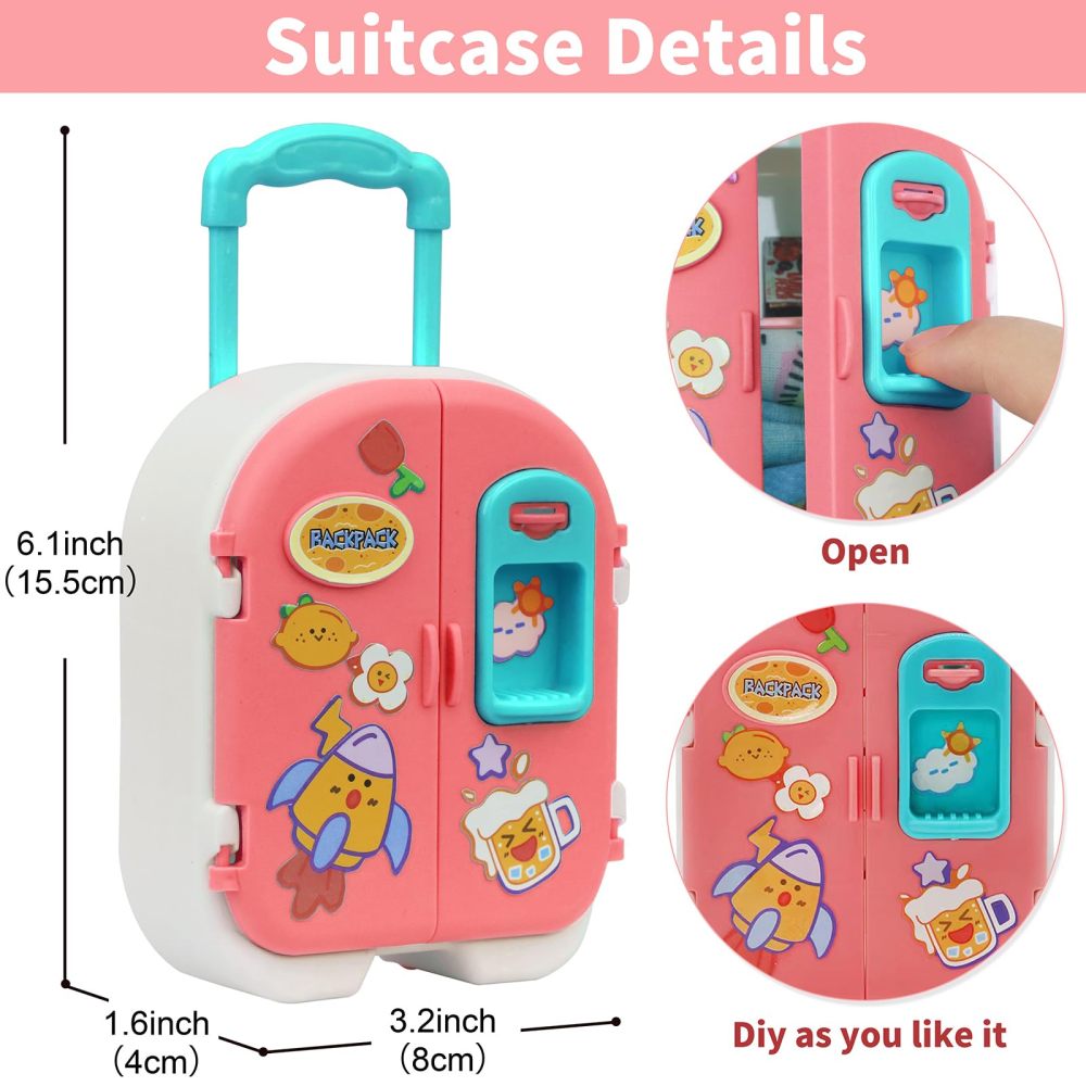 16 Pcs Doll Clothes and Accessories for 11.5 Inch Girl Dolls, Fashion Travel Suitcase Set Including Blue Jean Skirts, Bags, Food Magazines etc (Style B)