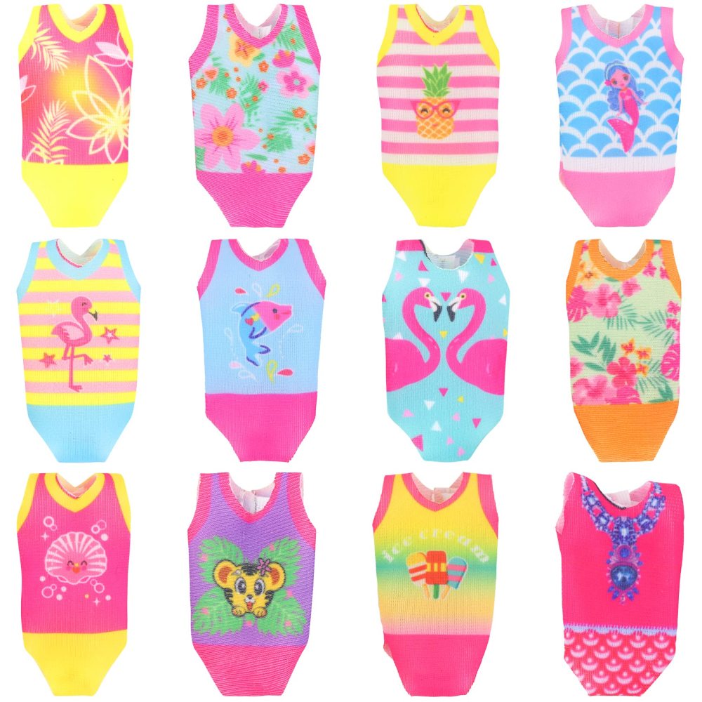 13 Pcs 5.3 Inch - 6 Inch Doll Clothes and Accessories includes 2 Dress, 2 Outfits, 2 Swimsuits, 2 Shoes, 1 Skateboard, 2 Glasses and 2 Bags for 5.3 Inch Girl Boy Doll