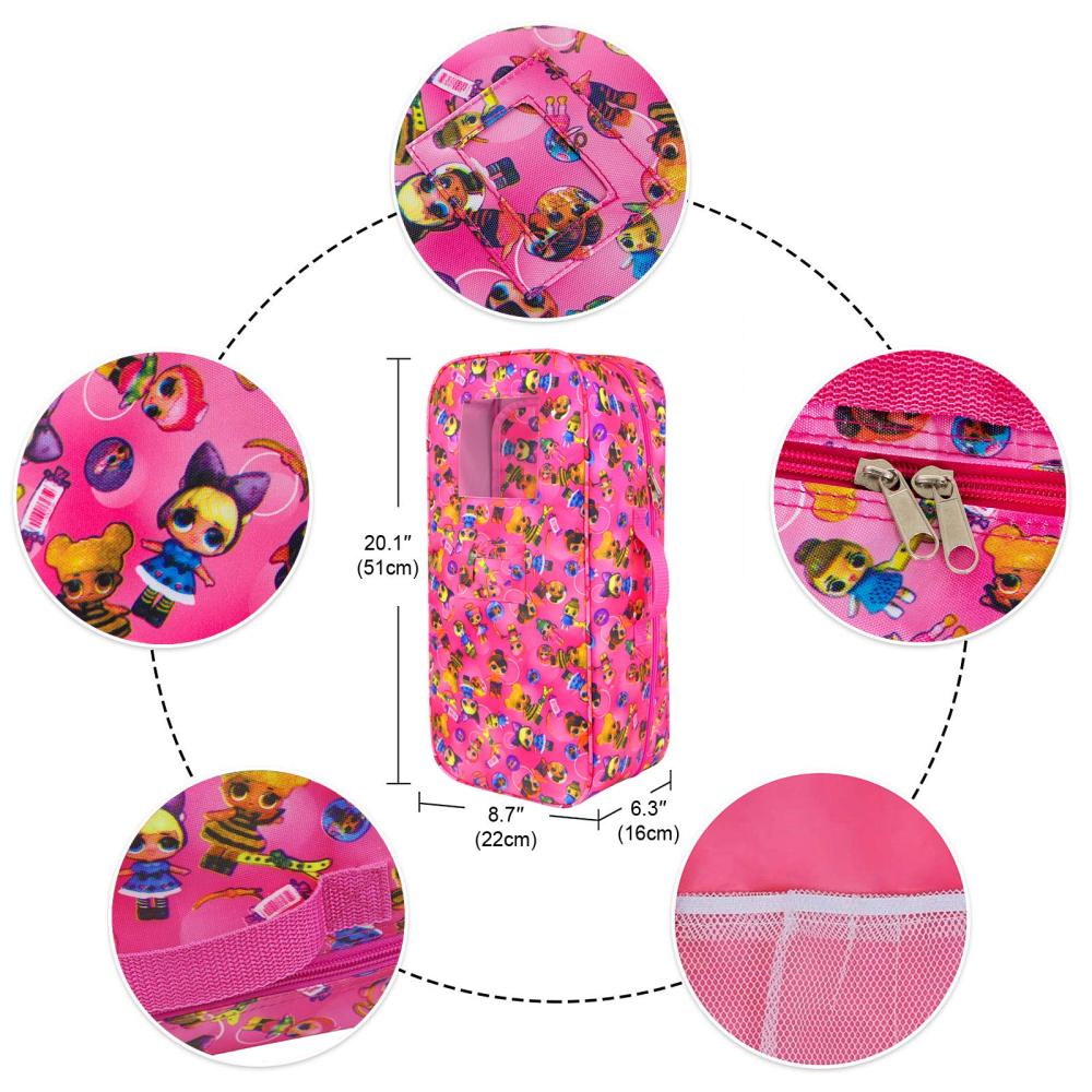 18 inch Girl Doll Carrier Bag Storage Bag Travel Case Doll Accessories Toy Carrier Case Organizer- with Multi-Pocket