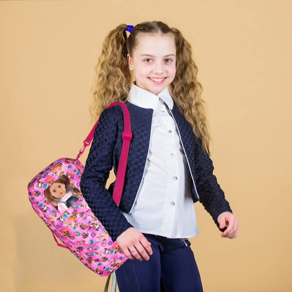 18 inch Girl Doll Carrier Bag Storage Bag Travel Case Doll Accessories Toy Carrier Case Organizer- with Multi-Pocket