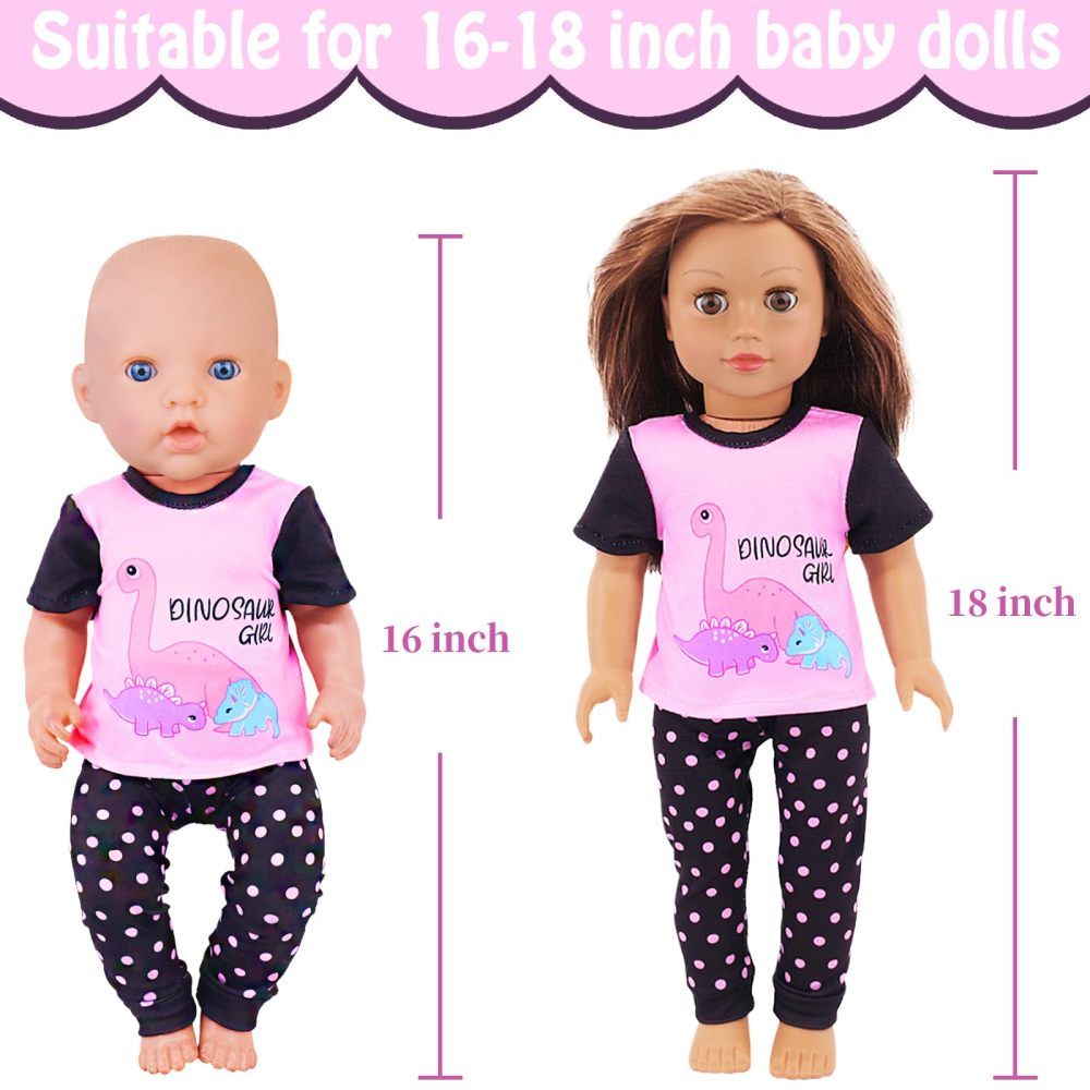 5 Sets Baby Doll Clothes Outfits Pyjamas for 14-18 Inch Doll, Baby Doll Accessories for New Born Baby Dolls, 18 Inch Doll