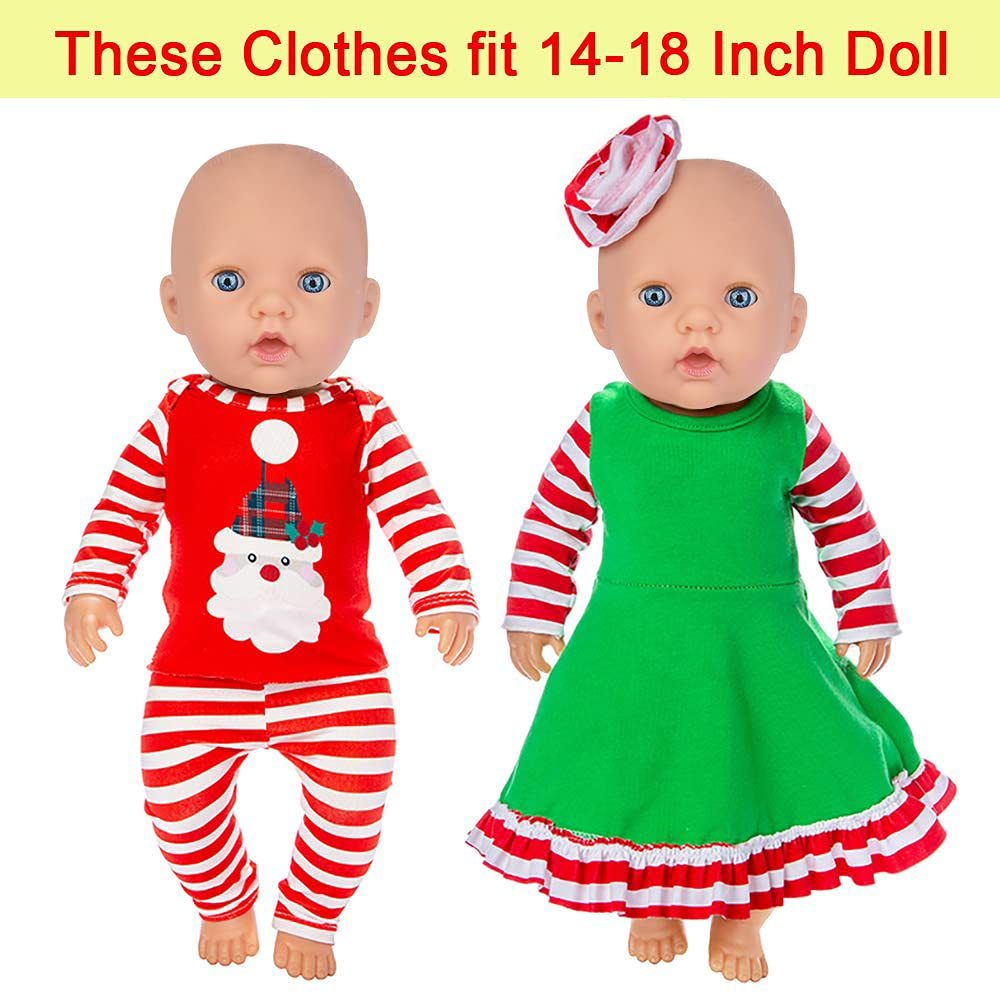 2 Set 18 Inch Doll Christmas Clothes Dress Pajamas Outfits for 18 Inch Girl Doll