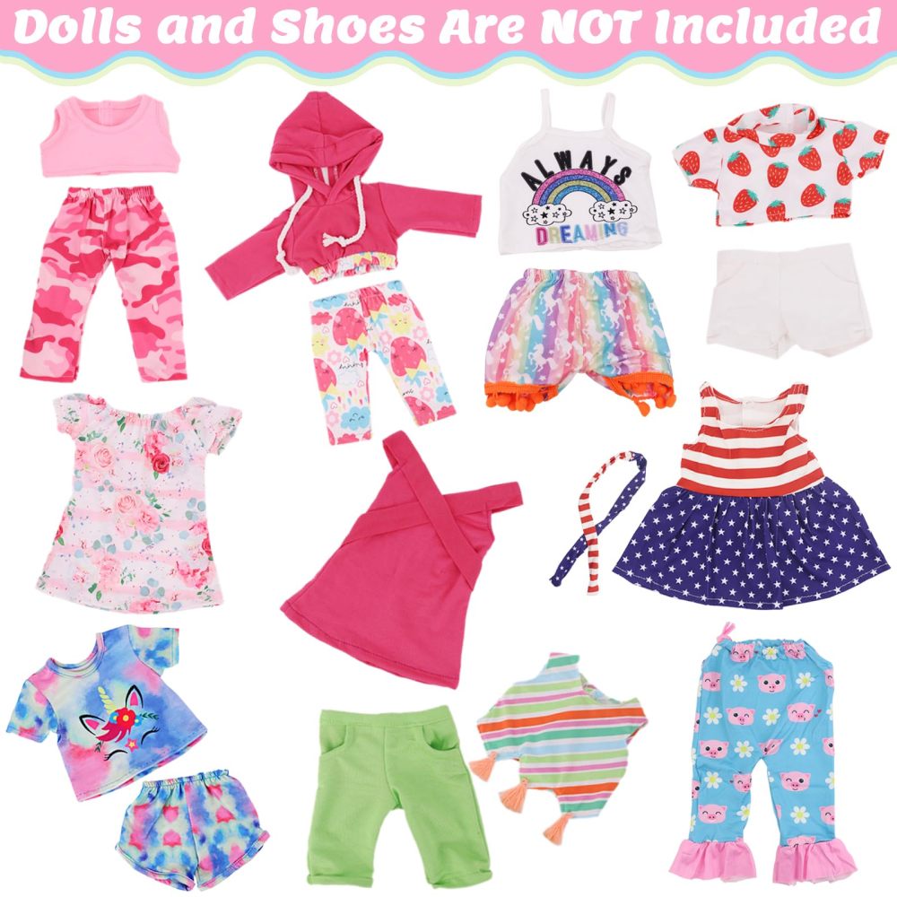 10 Sets American Doll Clothes and Accessories for 18 Inch Doll, Including 18 Inch Doll Clothing Outfits Dress Pajama Frocks