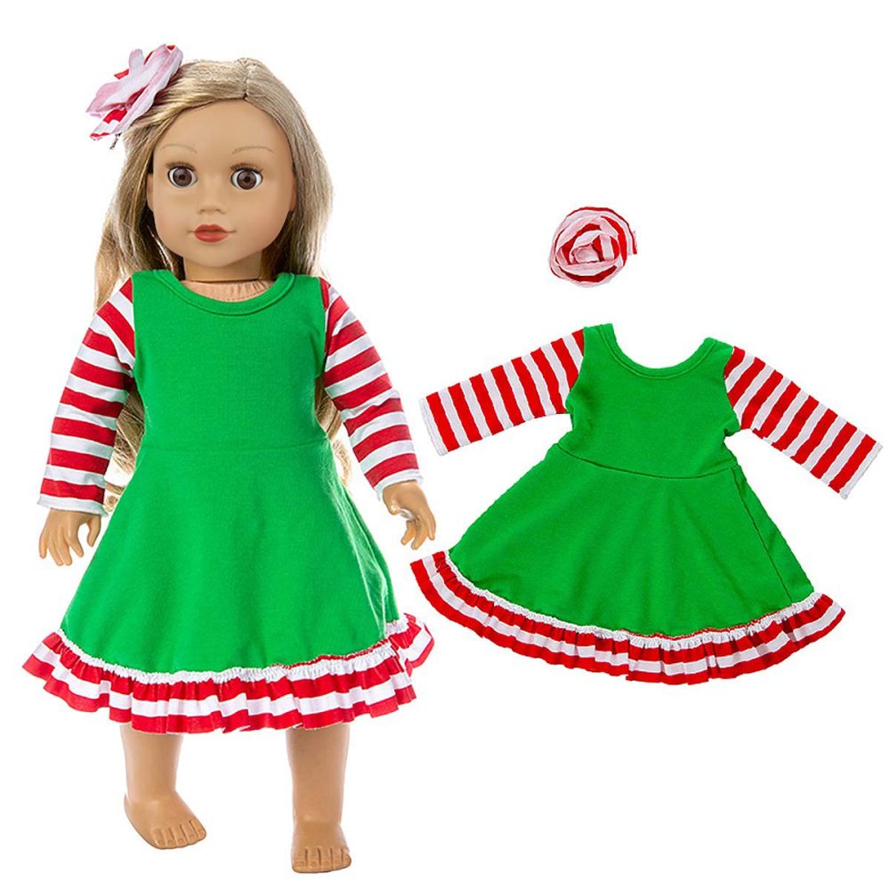 2 Set 18 Inch Doll Christmas Clothes Dress Pajamas Outfits for 18 Inch Girl Doll