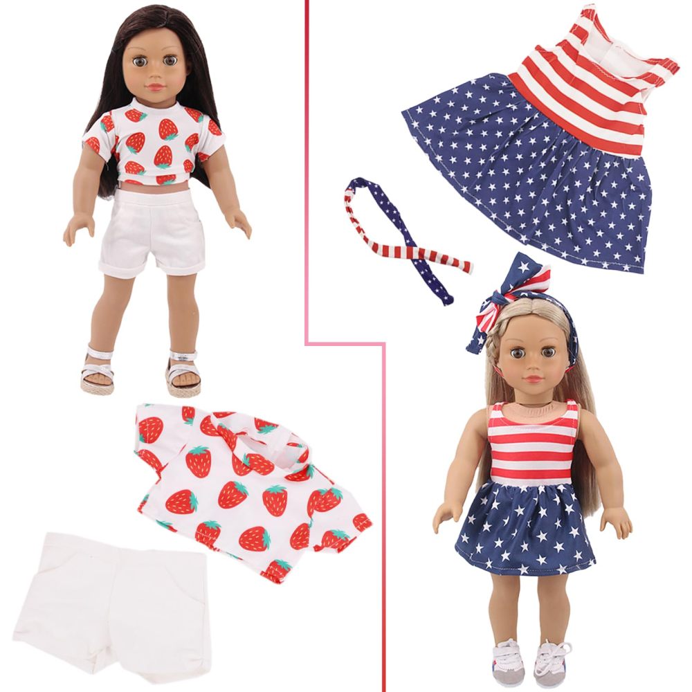 10 Sets American Doll Clothes and Accessories for 18 Inch Doll, Including 18 Inch Doll Clothing Outfits Dress Pajama Frocks