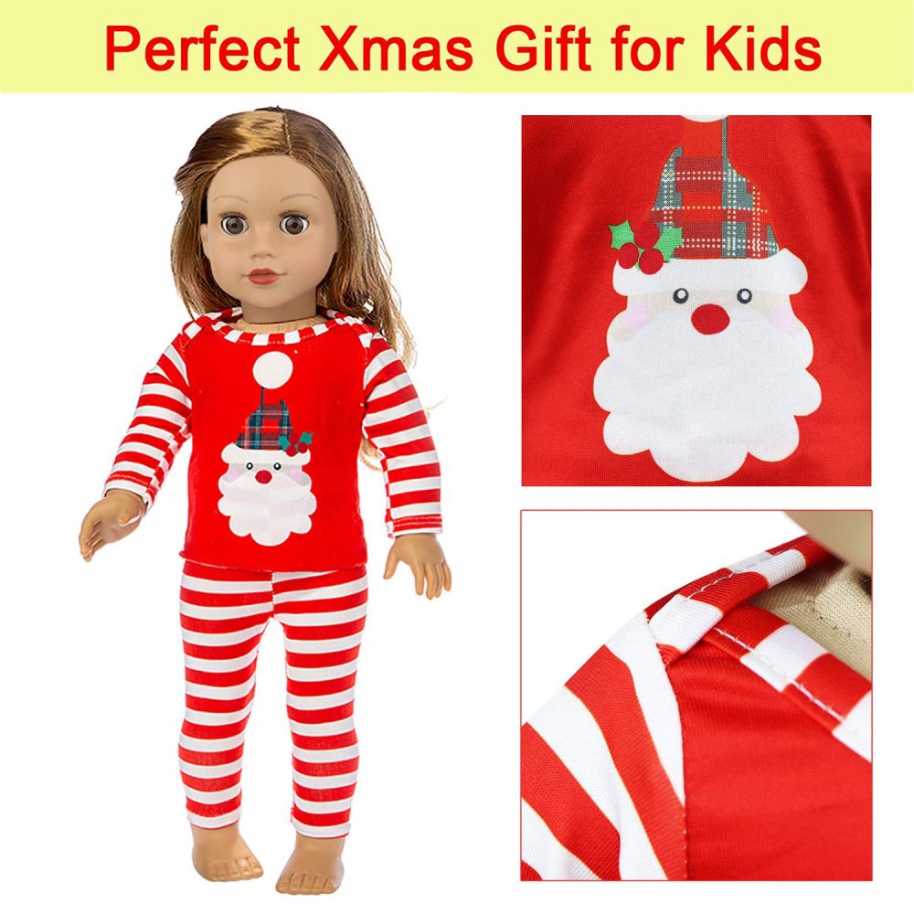 2 Set 18 Inch Doll Christmas Clothes Dress Pajamas Outfits for 18 Inch Girl Doll