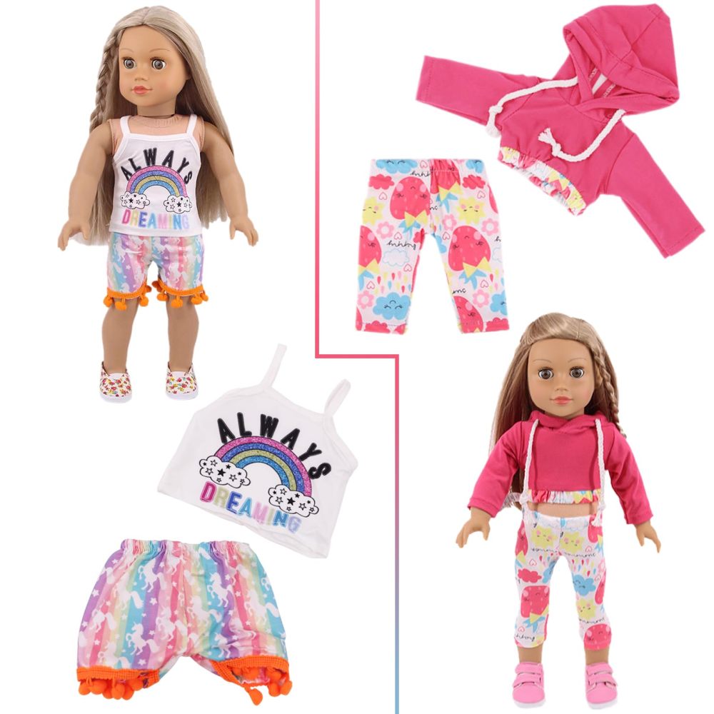10 Sets American Doll Clothes and Accessories for 18 Inch Doll, Including 18 Inch Doll Clothing Outfits Dress Pajama Frocks