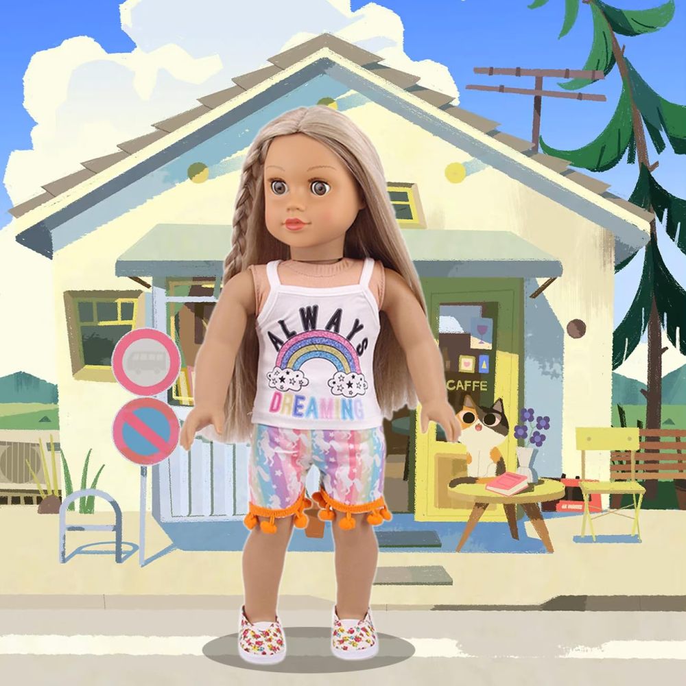 10 Sets American Doll Clothes and Accessories for 18 Inch Doll, Including 18 Inch Doll Clothing Outfits Dress Pajama Frocks