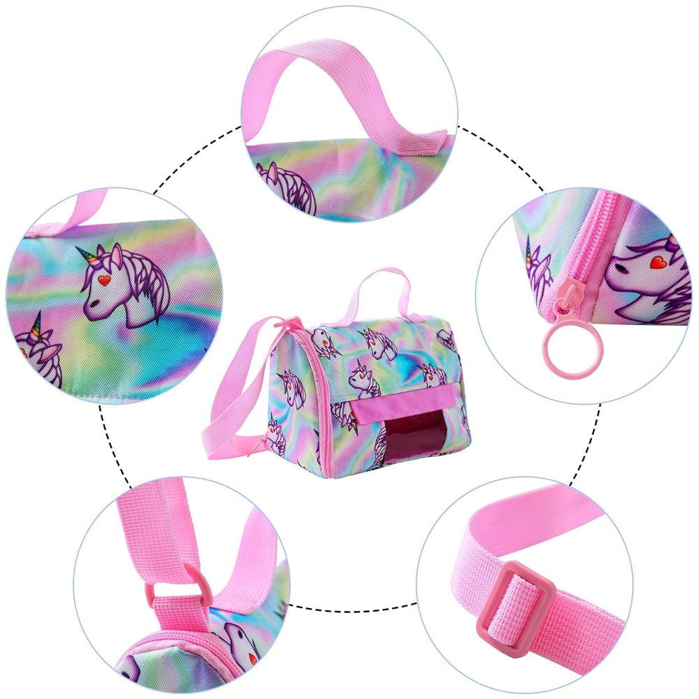 18 Inch Girl Doll Accessories Pet Set for 10 Pcs Stuff Girl Travel Clothes with Pet, Plush Pet Toy, Mat, Handbag, Pet Bow