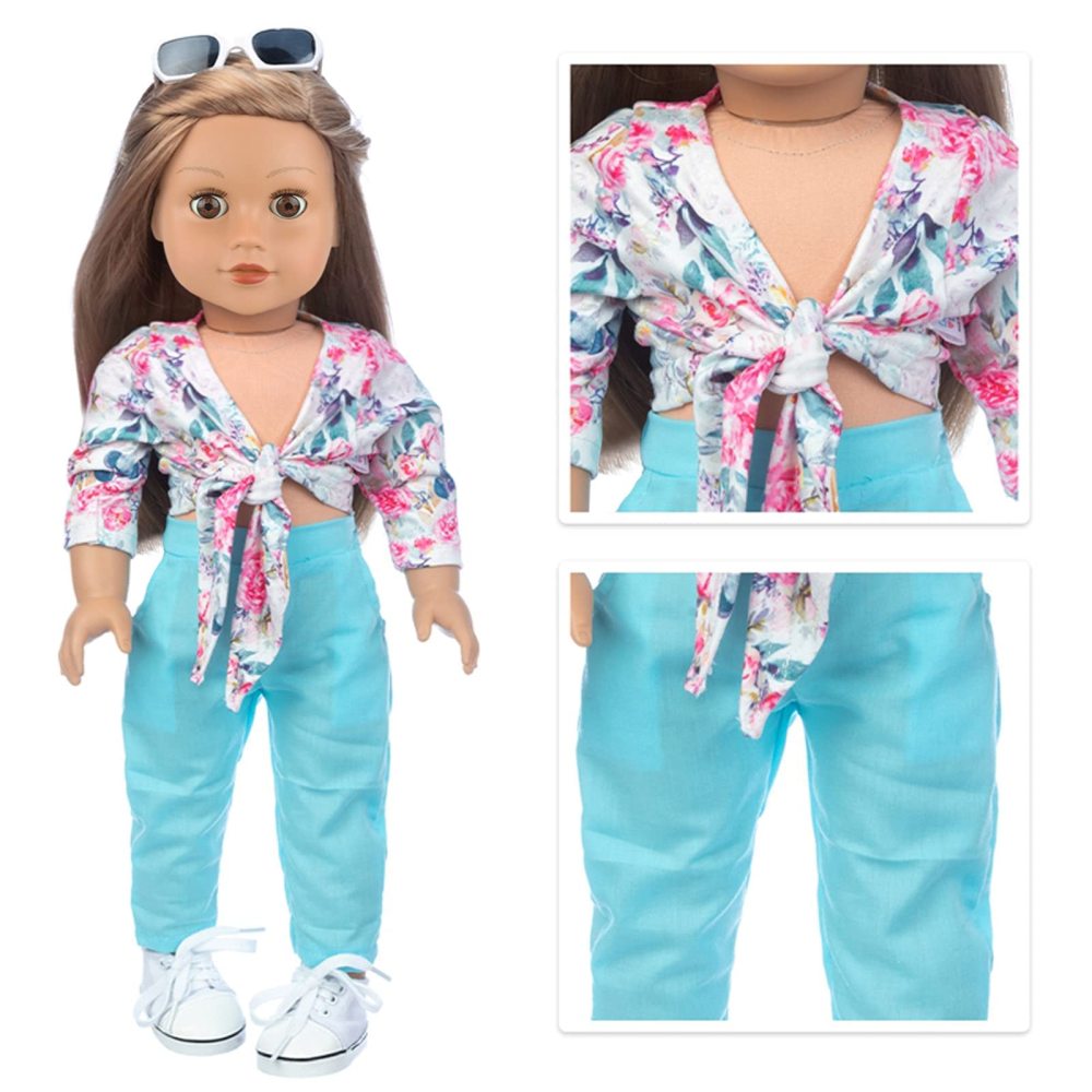 18 Inch Girl Doll Accessories Pet Set for 10 Pcs Stuff Girl Travel Clothes with Pet, Plush Pet Toy, Mat, Handbag, Pet Bow