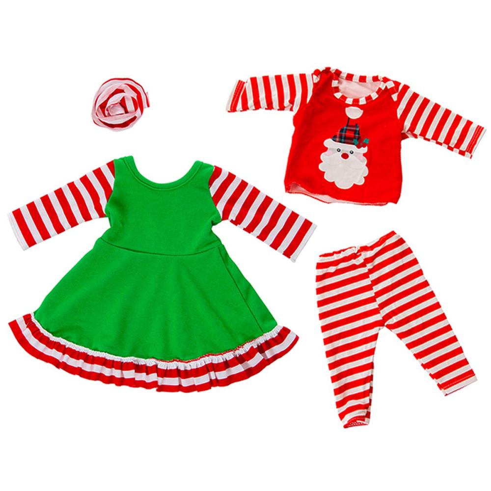 2 Set 18 Inch Doll Christmas Clothes Dress Pajamas Outfits for 18 Inch Girl Doll