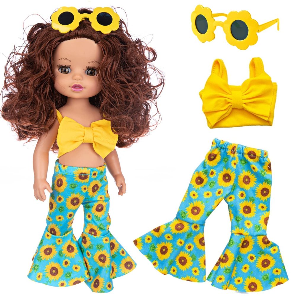 14.5 Inch Baby Doll and Doll Travel Accessories Suitcase Set - Include 1 Pcs 14.5 Inch Girl Doll,1 Luggage,1 Clothes, 1 Dress, 1 Shoes, Hairclip, Camera, Phone and Pad