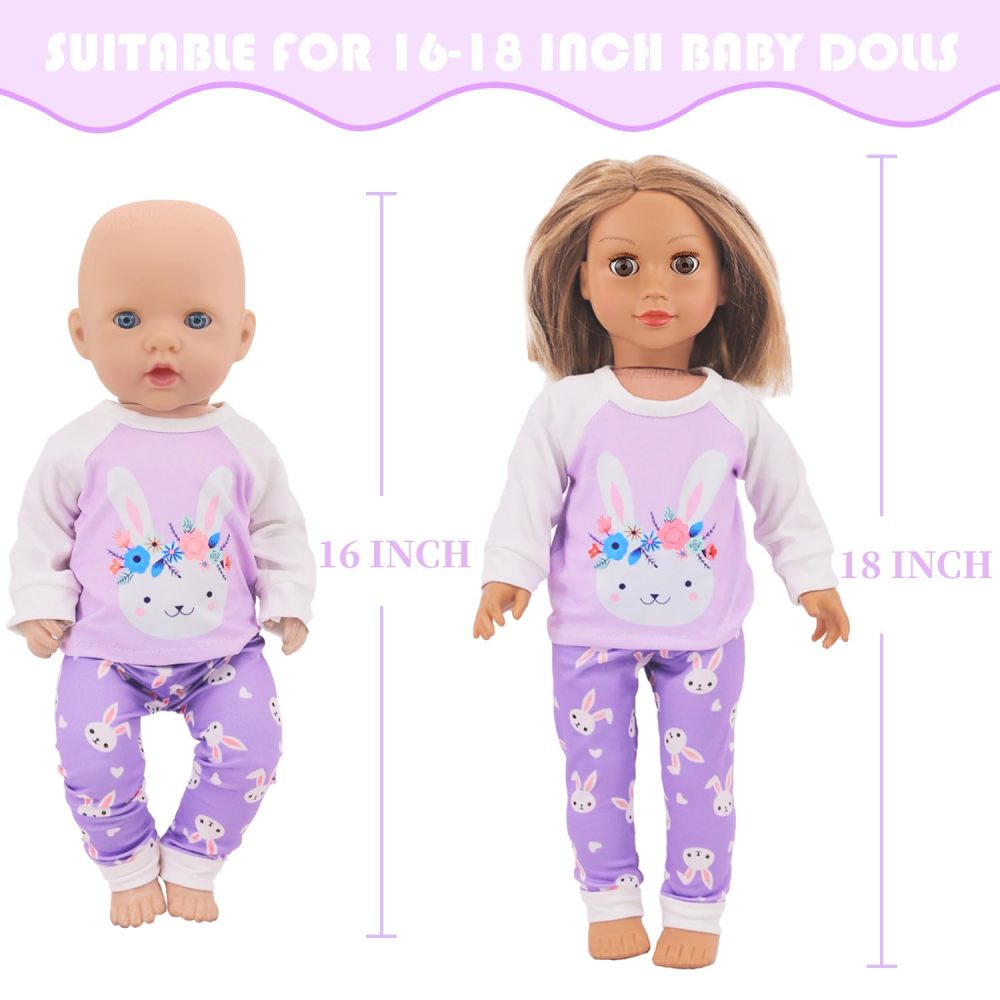 ZITA ELEMENT American 18 Inch Doll Backpack Carrier and Clothes, Baby Doll Playset for 17 Inch Doll with Doll Backpack Carrier Bag, Doll Clothes Sets and Accessories for 16 Inch Baby Doll (No Doll)