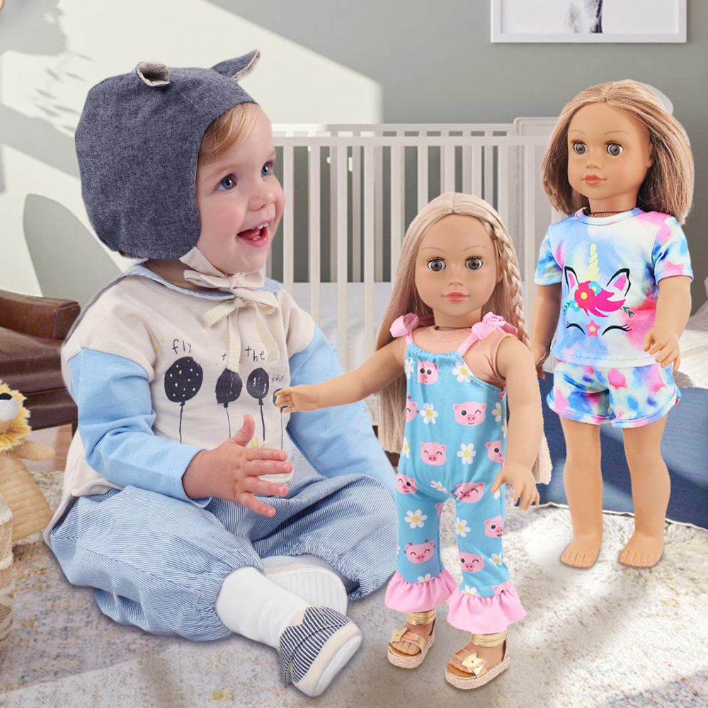 10 Sets American Doll Clothes and Accessories for 18 Inch Doll, Including 18 Inch Doll Clothing Outfits Dress Pajama Frocks