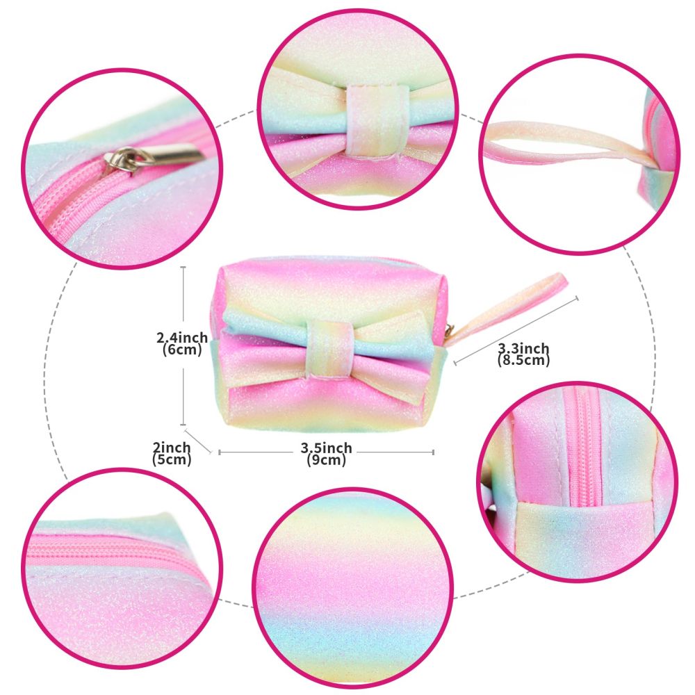 American 18 Inch Doll Clothes and Accessories Makeup Sets, Fashionable Dress for 18 Inch Girl Dolls, Cosmetic Bag Including Eye Shadow, Mascara, Comb, Shoes, Hat (Doll No Included)