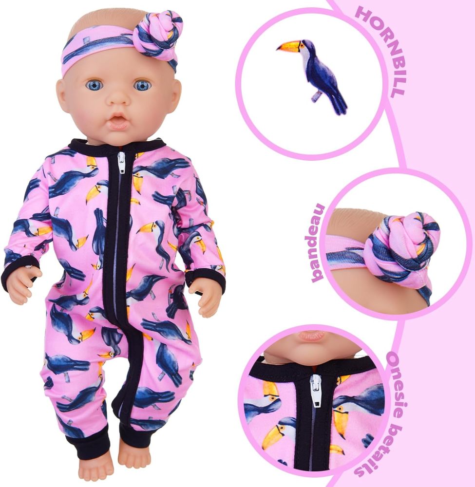 TYDream 5 Sets 14-18 Inch Baby Doll Clothes Outfits Casual Wear for 17 Inch Baby Doll 10 Pcs Girl Doll Clothes and Headbands for 15-18 Inch Doll