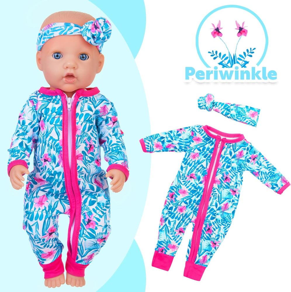TYDream 5 Sets 14-18 Inch Baby Doll Clothes Outfits Casual Wear for 17 Inch Baby Doll 10 Pcs Girl Doll Clothes and Headbands for 15-18 Inch Doll