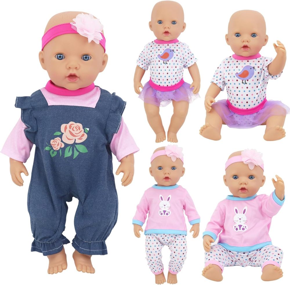 3 Sets Baby Doll Clothes for 14-18 Inch Dolls, 16 Inch Baby Doll Clothes Dresses and Accessories Outfits for New Born 15 Inch Baby Dolls(No Doll)