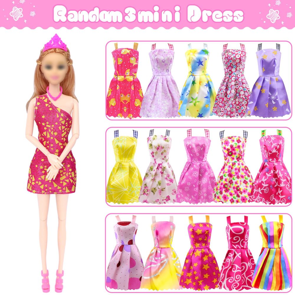 TDDS9 78 Pcs 11.5 Inch Doll Pink Convertible Car Playset, Dress up for Kids Including 11.5 in Girl Doll, Toy Car, 1 Fancy Dress, 3 Regular Dress, 1 Fashion Dress, 71 Accessories