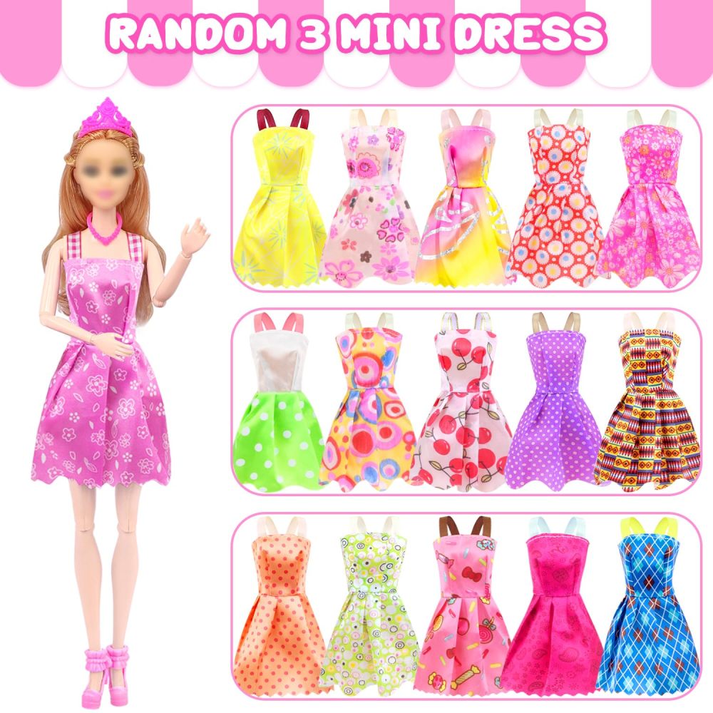 TDDS9 78 Pcs 11.5 Inch Doll Rose Convertible Toy Car Playset, Toys for Kids Including 11.5 In Girl Dolls, Toy Car, 1 Fancy Dress, 3 Regular Dress, 1 Fashion Dress, 71 Doll Accessories