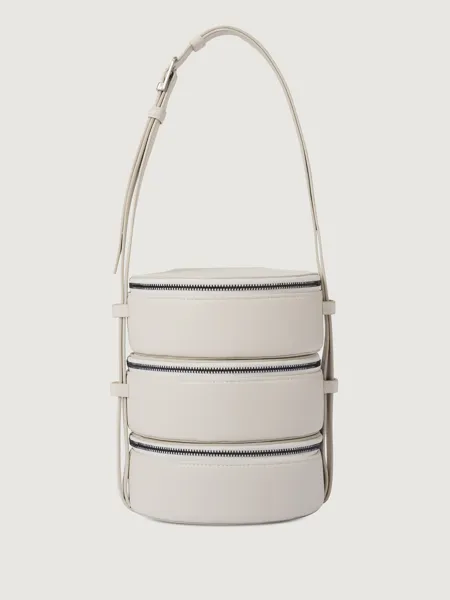 VEGAN LEATHER TRIO LUNCH BOX BAG IN IVORY