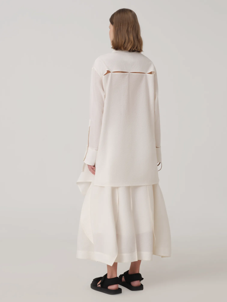 OVERSIZED LONG SLEEVE CUT-OUT COTTON SHIRT