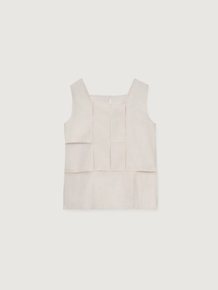 SLEEVELESS CUT-OUT LINEN BLOUSE