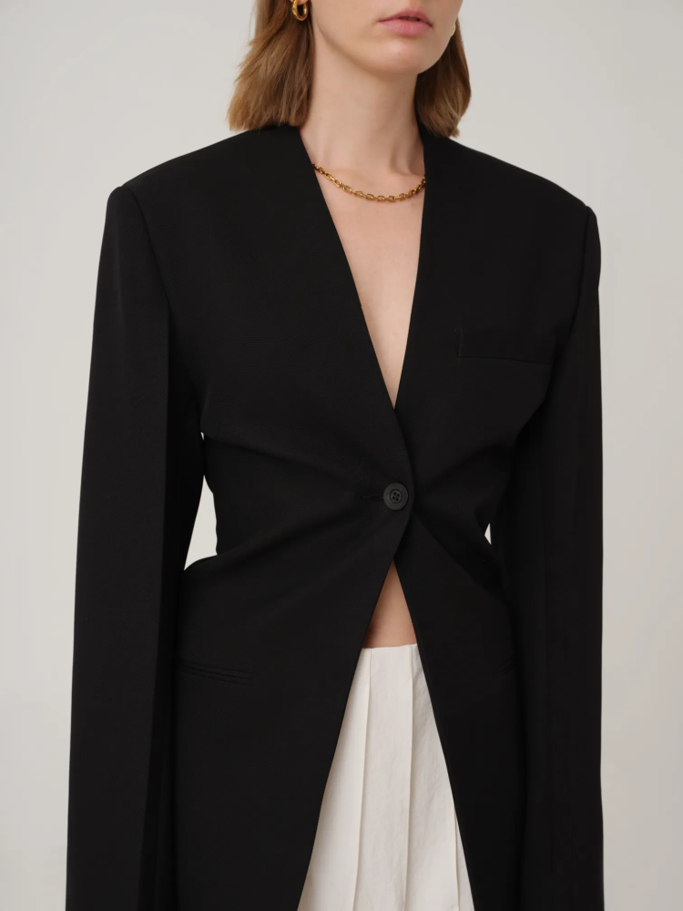 COLLARLESS SINGLE-BREASTED JACKET