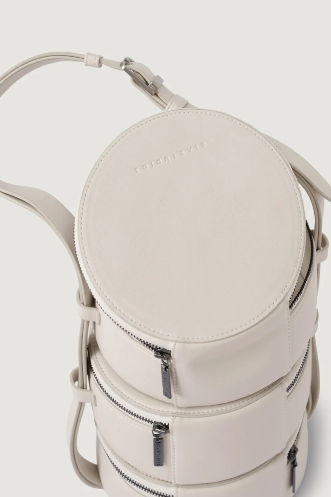 VEGAN LEATHER TRIO LUNCH BOX BAG IN IVORY