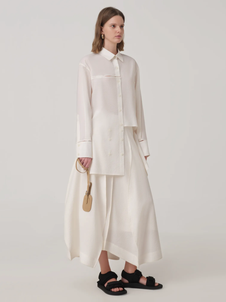 OVERSIZED LONG SLEEVE CUT-OUT COTTON SHIRT