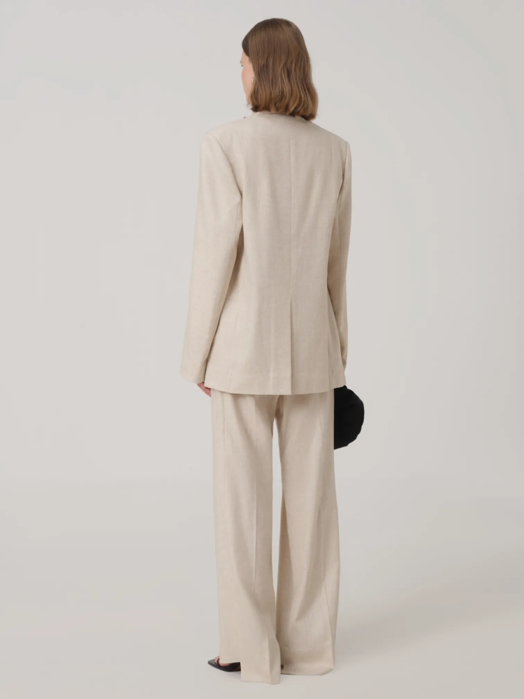 WRAP OVER LINEN VEST IN BEIGE