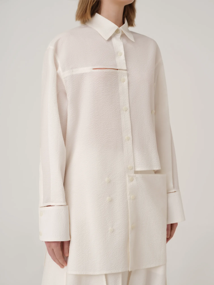 OVERSIZED LONG SLEEVE CUT-OUT COTTON SHIRT