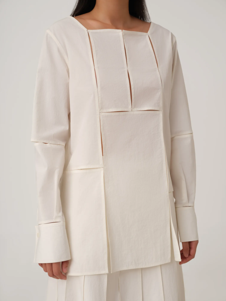 CLASSIC FIT CUT-OUT COTTON SHIRT