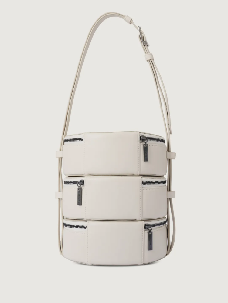 VEGAN LEATHER TRIO LUNCH BOX BAG IN IVORY