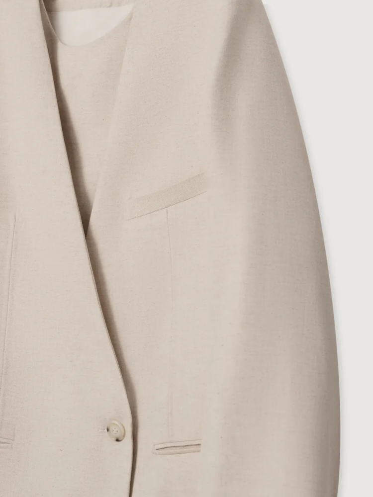 OVERSIZED SINGLE-BREASTED LINEN BLAZER IN IN BEIGE