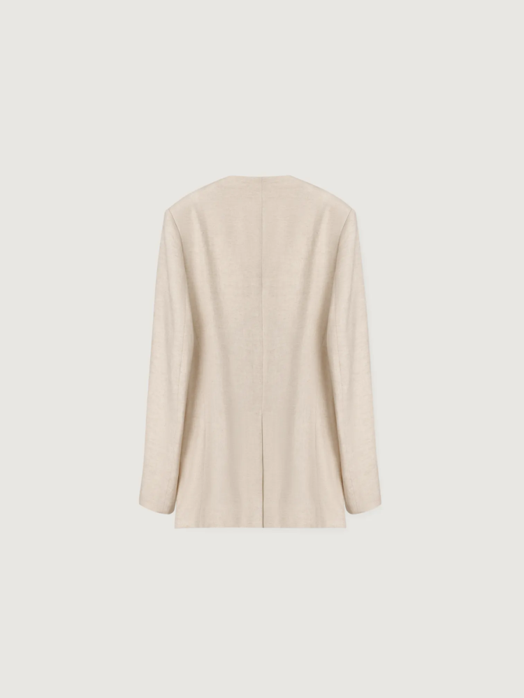 OVERSIZED SINGLE-BREASTED LINEN BLAZER IN IN BEIGE