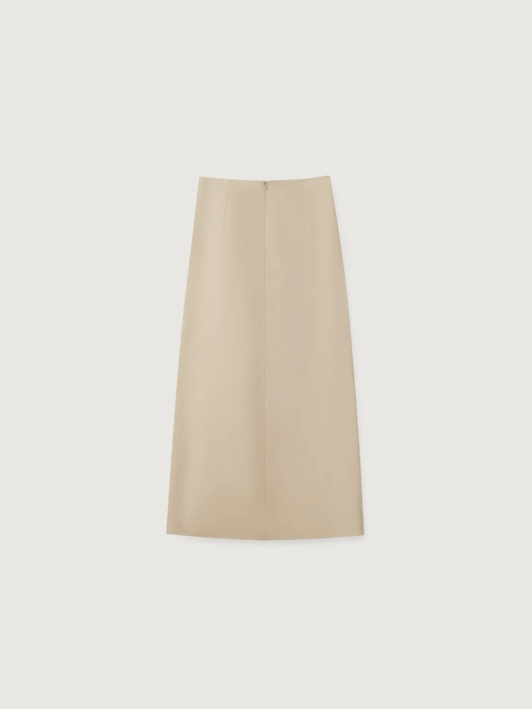 CUT-OUT LINEN MIDI SKIRT