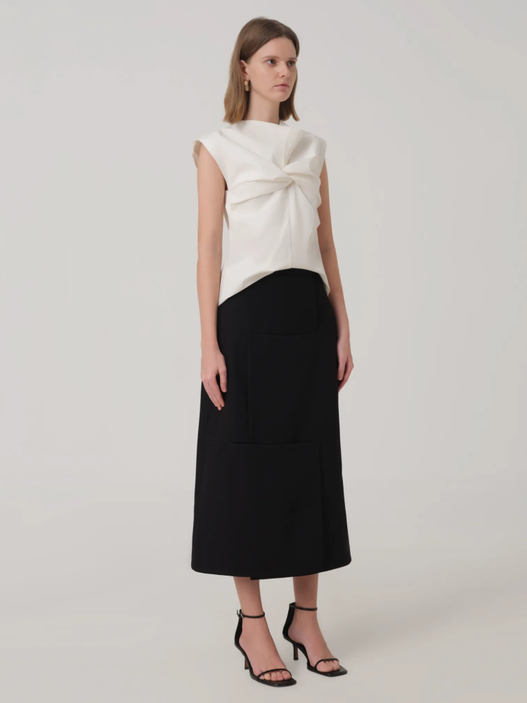 COWL NECK COTTON BLOUSE