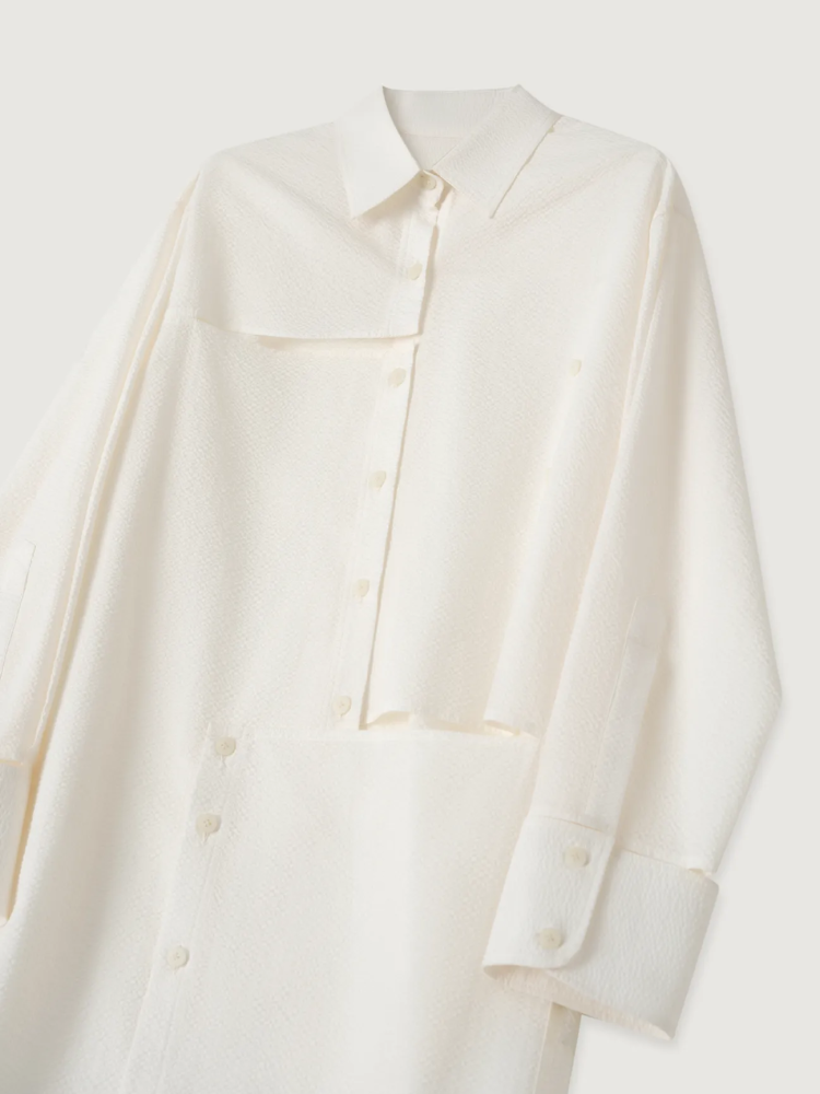 OVERSIZED LONG SLEEVE CUT-OUT COTTON SHIRT