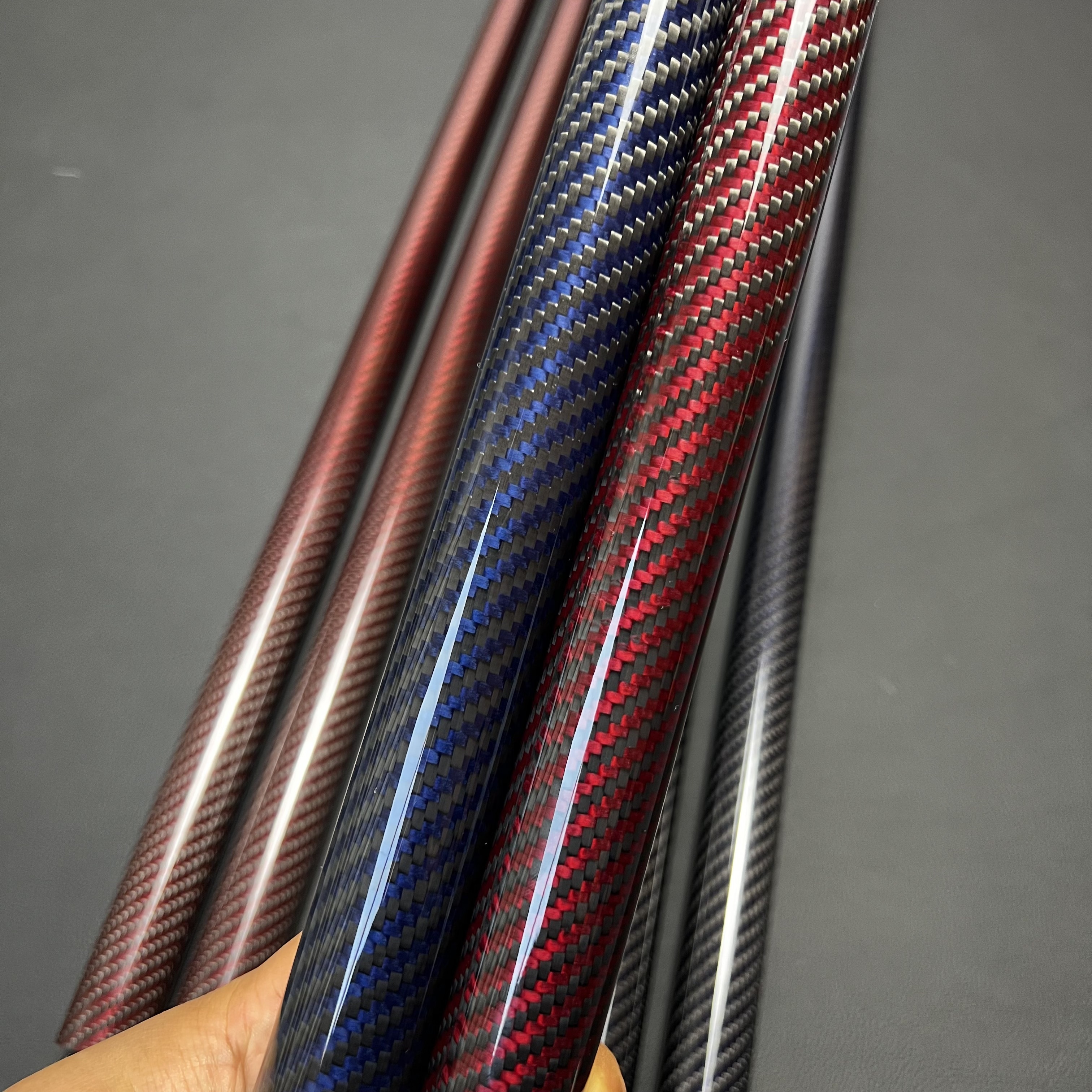 Break Cue butt Red Blue glossy carbon fiber butt blank