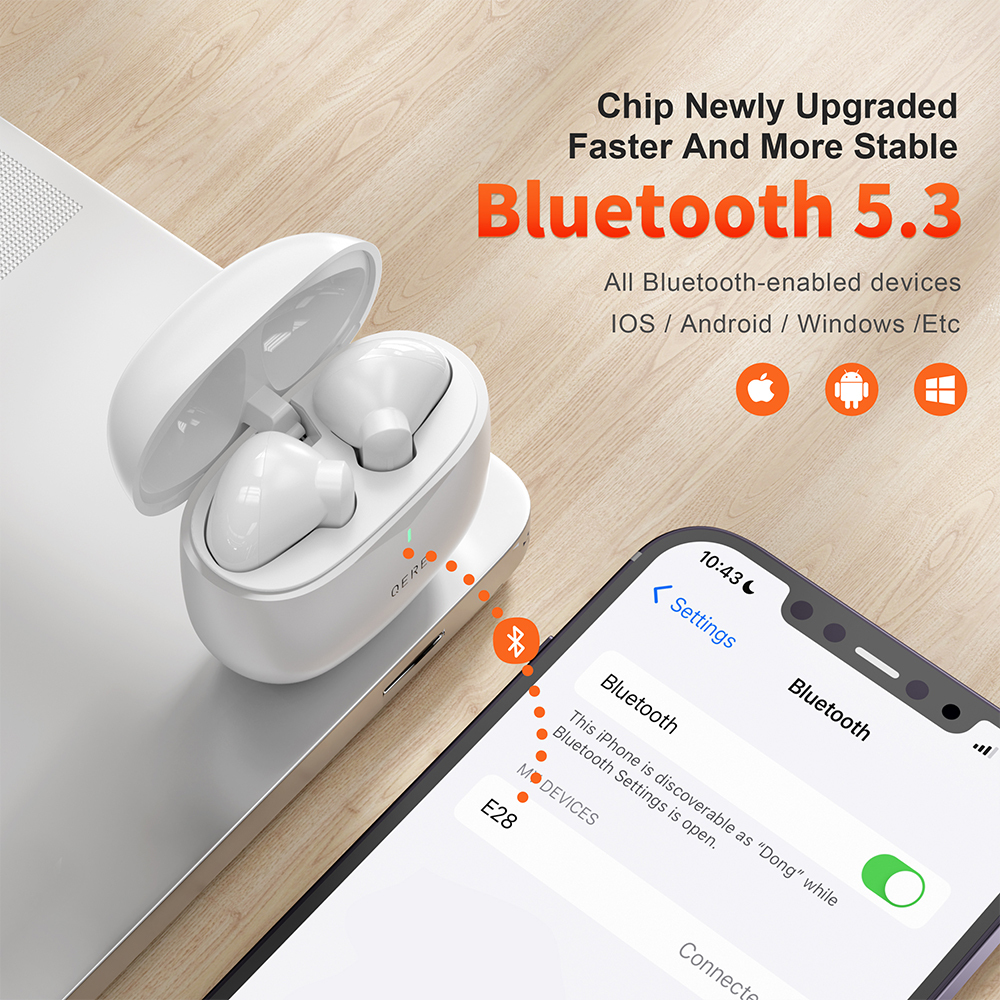 QERE E28  Wireless TWS Bluetooth Earphone Earbud Wireless Earphone Earbuds In-Ear Headphones Earphone Bluetooth Earbuds