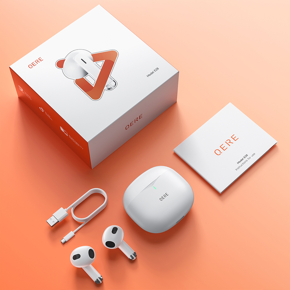 QERE E28  Wireless TWS Bluetooth Earphone Earbud Wireless Earphone Earbuds In-Ear Headphones Earphone Bluetooth Earbuds