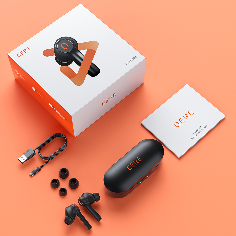QERE E20 TWS True Stereo Waterproof In Ear Headset Wireless Headphones Wireless Earphones Earbud