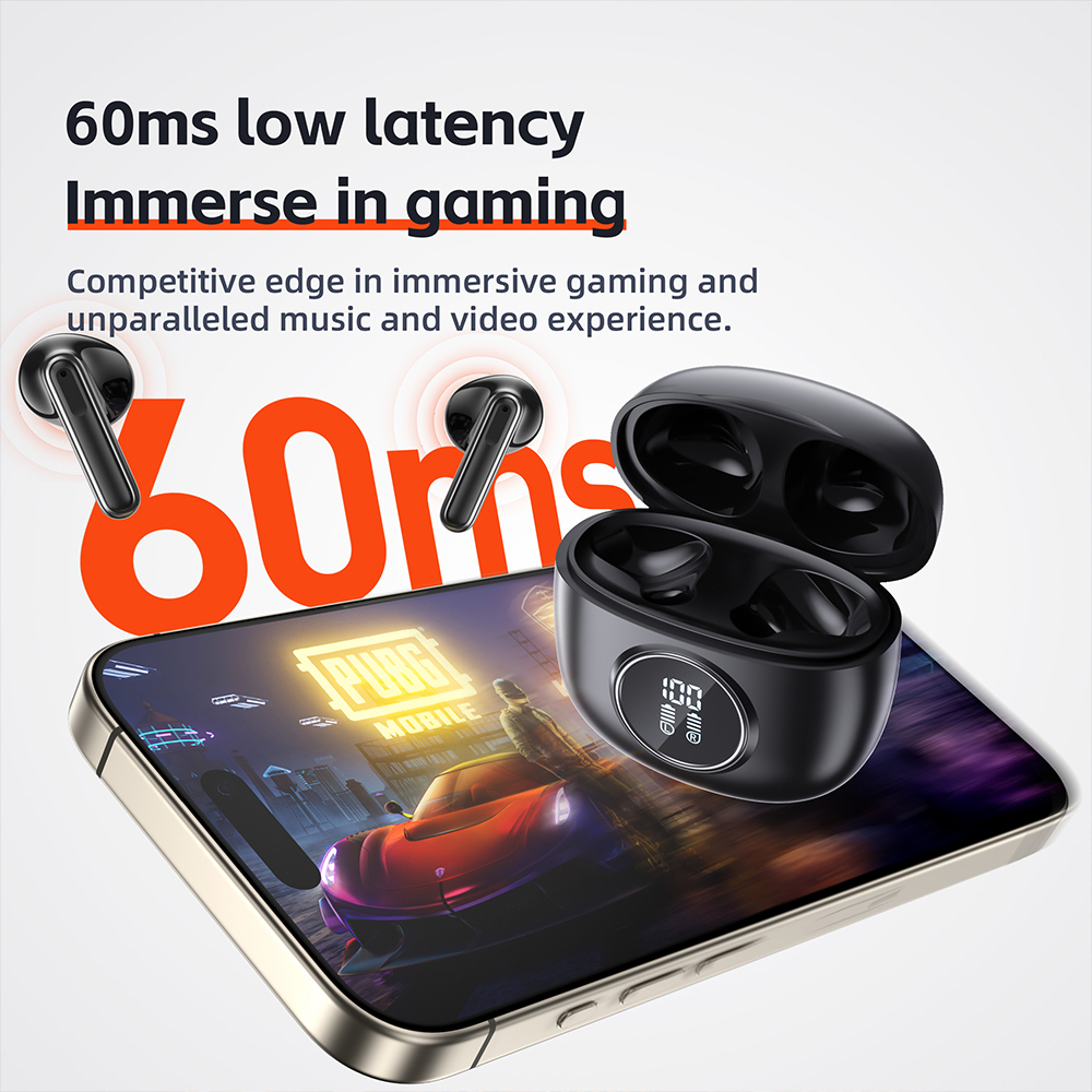 QERE E40 Four-Microphone ENC TWS Headphone Wireless Earphone Earbud Gaming In-Ear Headphones Earphone Bluetooth Earphone
