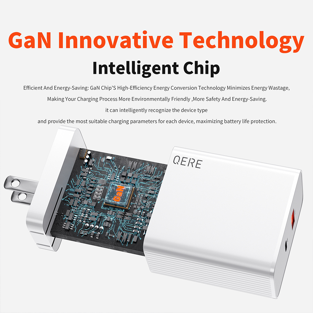 PD 65W GaN Phone Universal Adapters US Plug Safe Type C USB Intelligent Fast Charging Mini Portable Fast Charger
