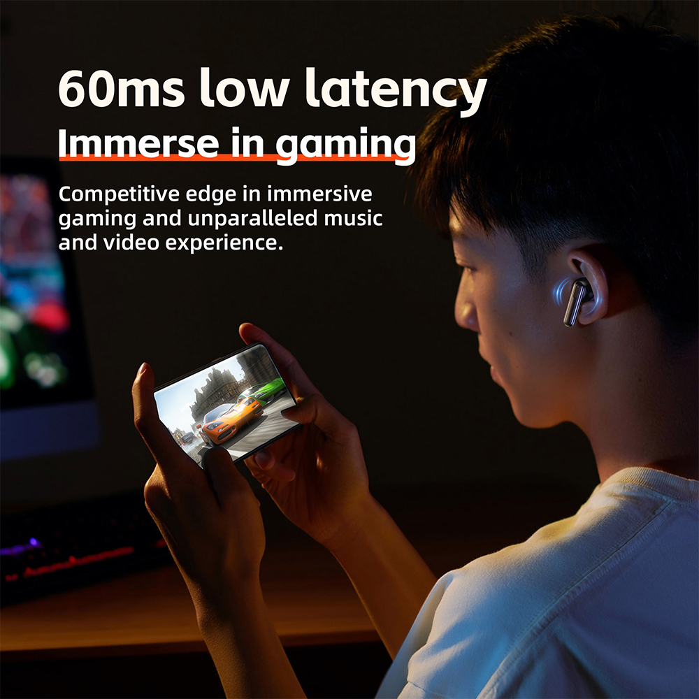 QERE E60 Active Noise Cancellation Reduction In Ear TWS Sport Headset Gaming Blue tooth Earbuds Wireless Headphones Earphone