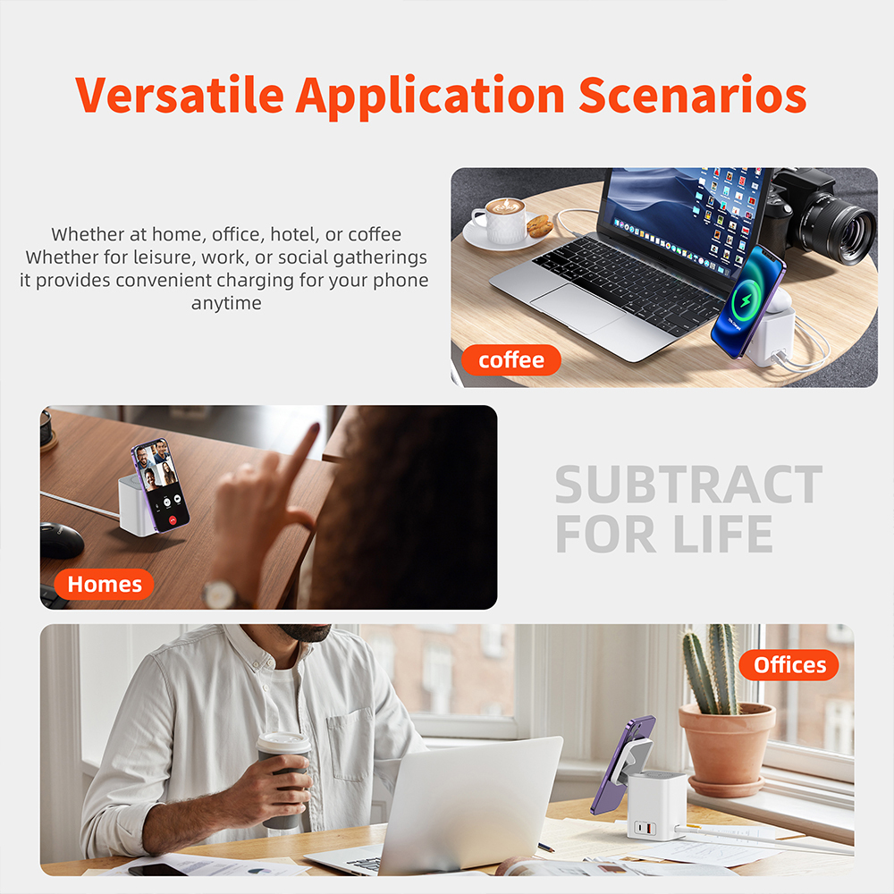 QERE KC801 Mobile Phone Magnetic Wireless Charger Station Fast Charging Safe Multi-functional Portable Foldable Mini  Wireless Charger