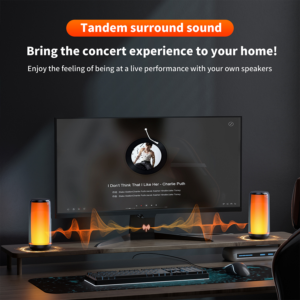 QERE HF33 Mini Portable Wireless Speaker Outdoor Subwoofer With 360 Led Flashing Colorful Metal Bass Speaker