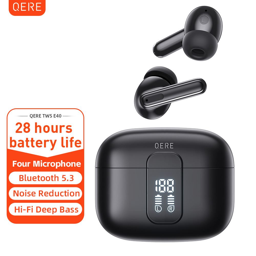 QERE E50 Four-Microphone ENC TWS Headphone Wireless Earphone Earbud Gaming In-Ear Headphones Earphone Bluetooth Earphone
