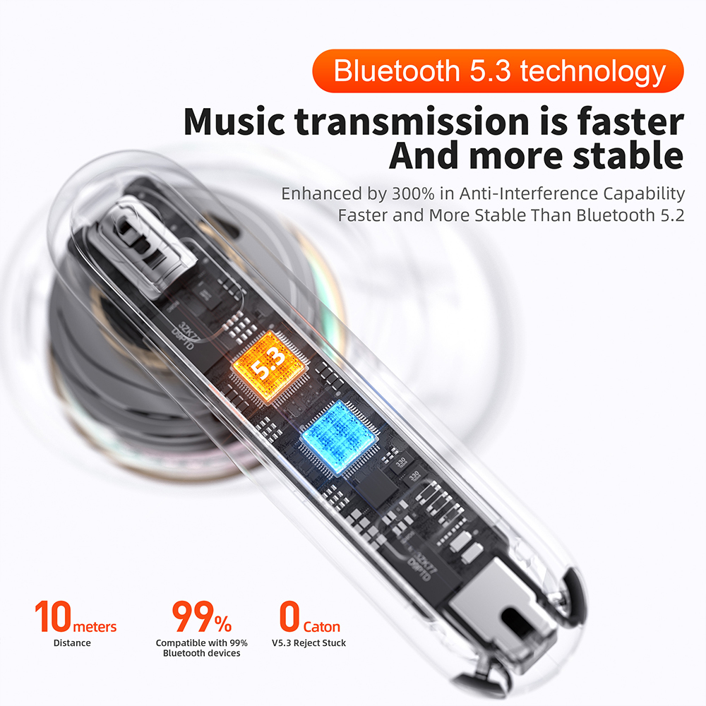 QERE E50 Four-Microphone ENC TWS Headphone Wireless Earphone Earbud Gaming In-Ear Headphones Earphone Bluetooth Earphone